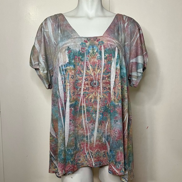 2000s Boho Fairy Babydoll Cut T Shirt Blouse - Picture 1 of 5